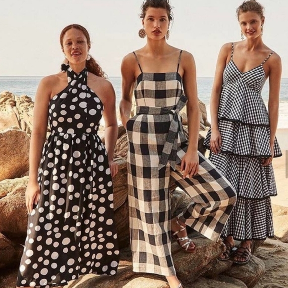 J. Crew Pants - J. Crew Linen Wide Leg Gingham Beauchamp Belted Jumpsuit White Blue sz.10